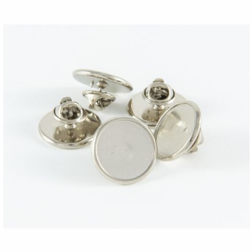 Premium Badge Blank round 16mm silver clutch and clear dome